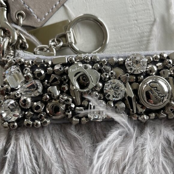 COACH POPPY OSTRICH FEATHER CLUTCH SPECIAL EDITION SILVER/GRAY #18731 PREOWNED - Picture 6 of 16